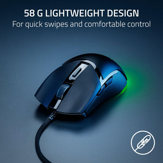 Razer Cobra Wired Gaming Mouse - 58g, Gen-3 Optical Switches, 8500 DPI, Chroma RGB, Speedflex Cable, Black, Model RZ01-04650100