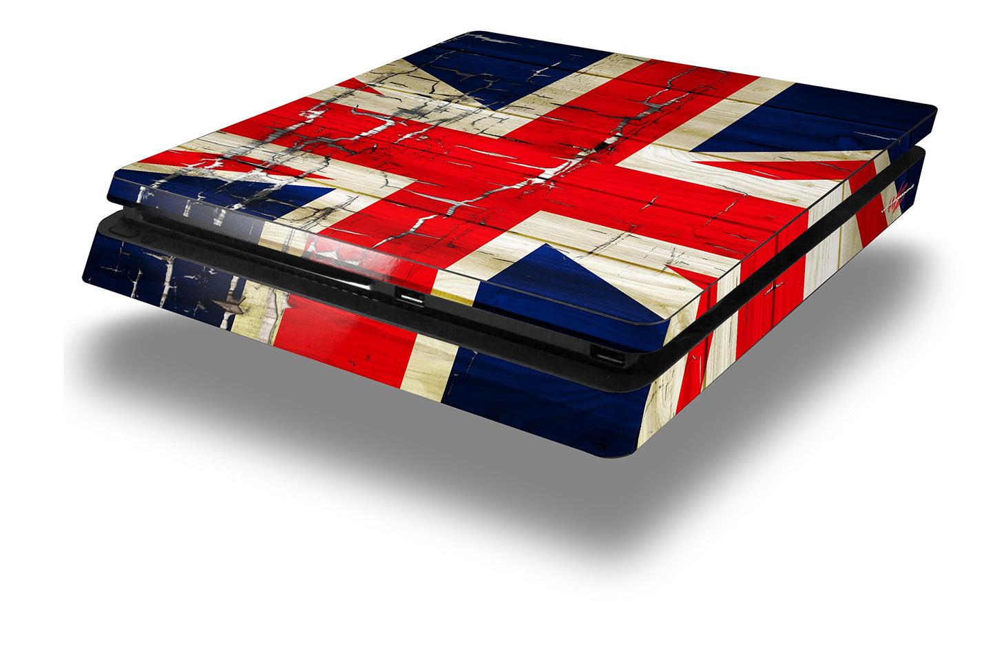 Vinyl Decal Skin Wrap compatible with Sony PlayStation 4 Slim Console Painted Faded and Cracked Union Jack British Flag (PS4 NOT