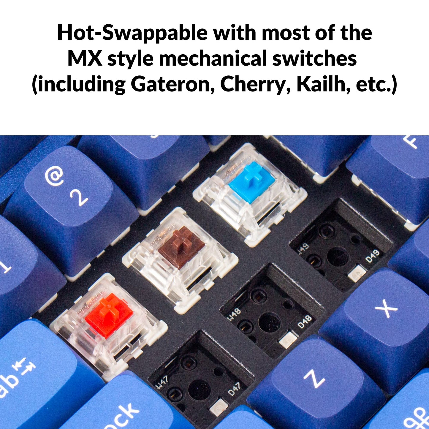 Keychron Q1 RGB Wired Mechanical Keyboard, 75% Layout, QMK/VIA Programmable, Gateron G Pro Brown Switch, Blue, Model Q1J3