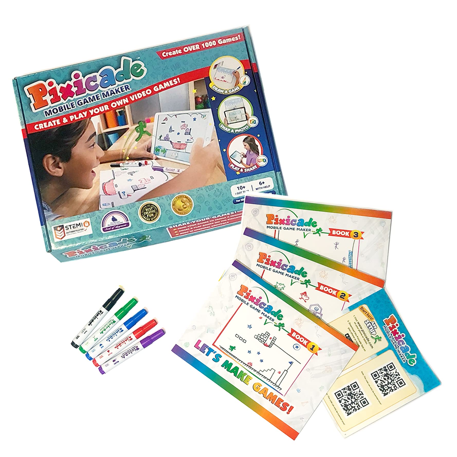 Pixicade Video Game Maker | STEM Kit to Create & Play Your Own Video Games | Educational Toy for Girls and Boys Ages 6+ | Creative & Learning Fun | Draw Your Own Video Game & Bring it to Life