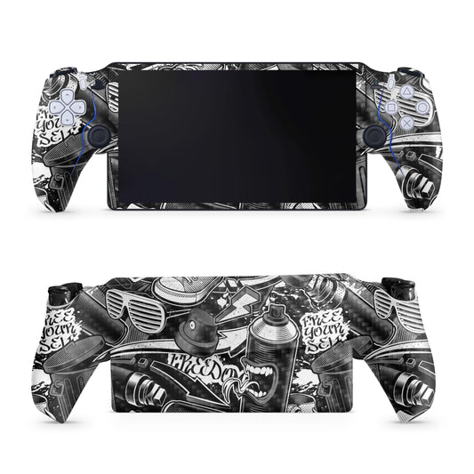 Carbon Fiber Gaming Skin Compatible with PS5 Portal Remote Player - Mono Hip Hop - fine 3M Vinyl Protective Wrap Decal Cover - Easy to Apply | Crafted in The USA by MightySkins
