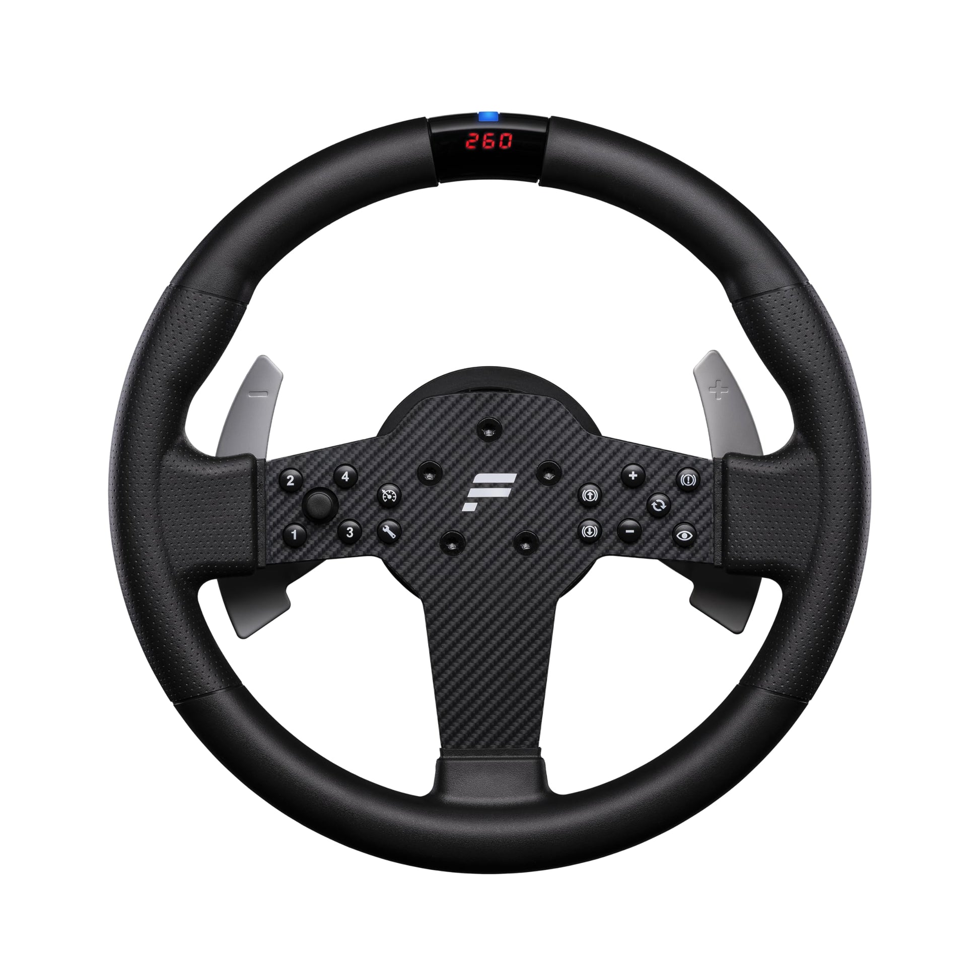 FANATEC Sim Racing CSL Steering Wheel P1 V2 (QR2 LITE) - Rubberised Grip, RevStripe, LED Display, Metal Shifter Paddles, QR2 LIT