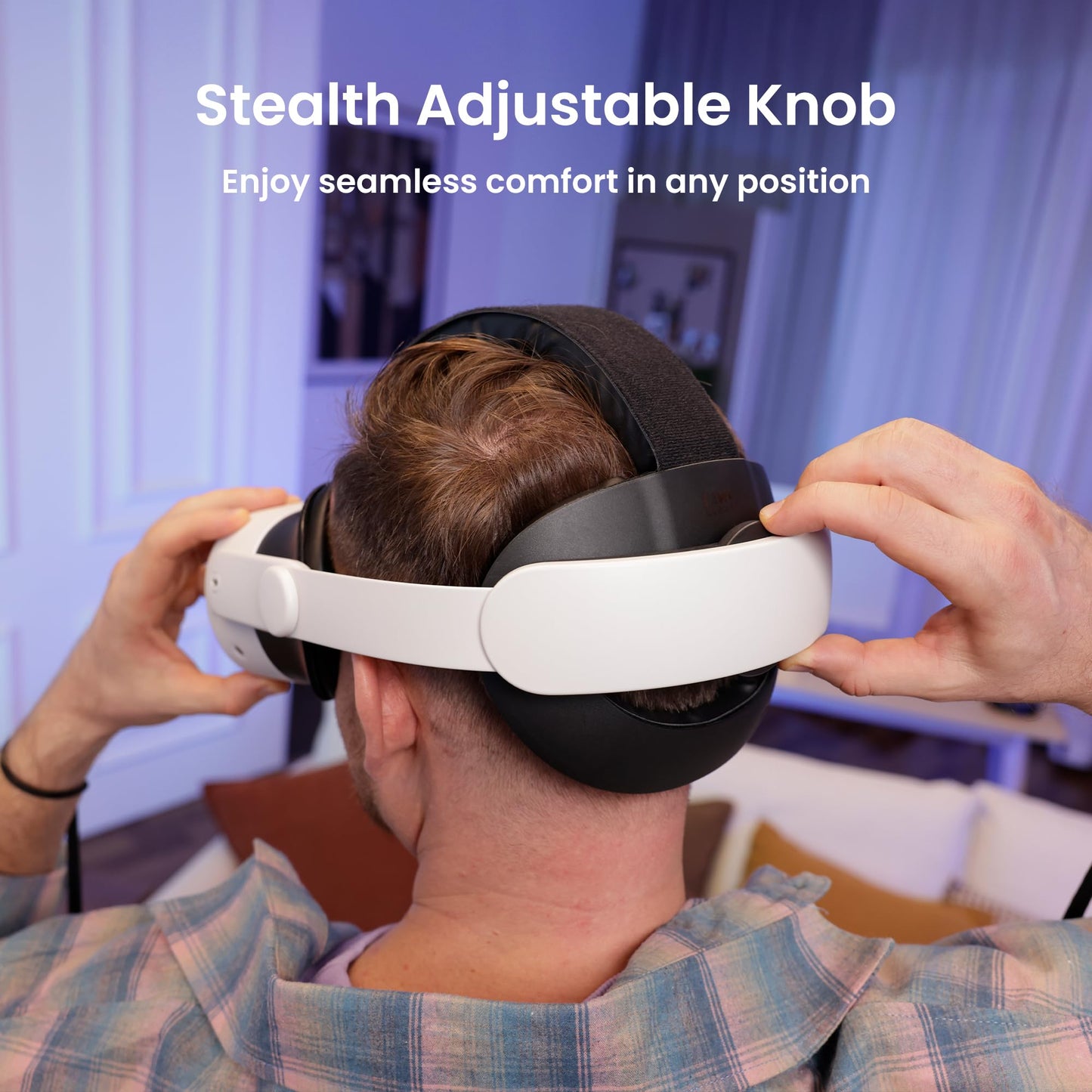 KIWI design K4 Head Strap for Meta Oculus Quest 3/3S - Adjustable Comfort Strap in White, Non-Battery Enhanced Support for Kids & Adults