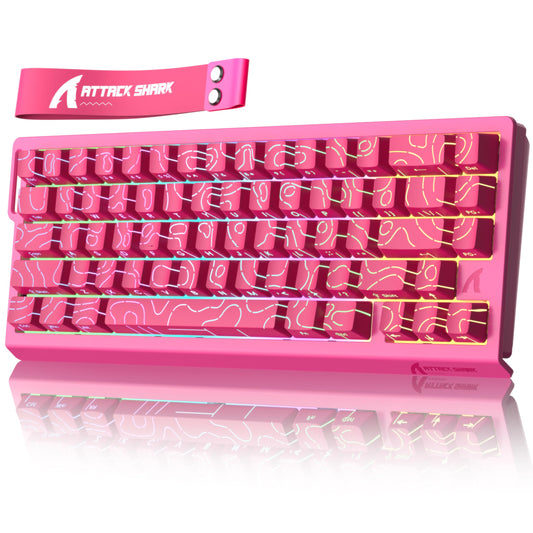 ATTACK SHARK X68 HE 8000Hz Rapid Trigger Keyboard  0.01mm RT Accuracy Wired Gaming Keyboard with Magnetic Switch  Adjustable Actuation  Rapid Trigger  Snap Tap  RGB Lighting for PC/Mac  Ruby