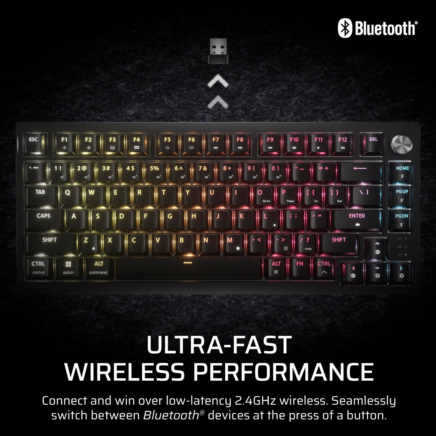 Corsair K65 Plus Wireless 75% RGB Mechanical Gaming Keyboard - Hot-Swappable, Pre-Lubricated MLX Switches, Black, Model CH-91D441F-NA
