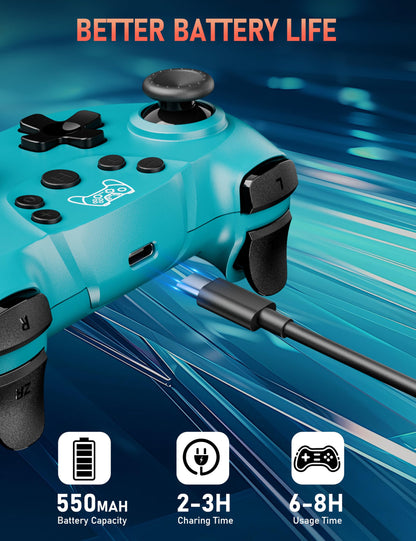 Diswoe Wireless Pro Controller Gamepad for Switch - Blue, ET16801, Vibration, Wakeup, Screenshot Support