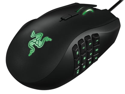 Razer Naga Left-Handed Ergonomic MMO Gaming Mouse - 12 Programmable Buttons, 8200 DPI, Black, Model RZ01-01050100-R3M1