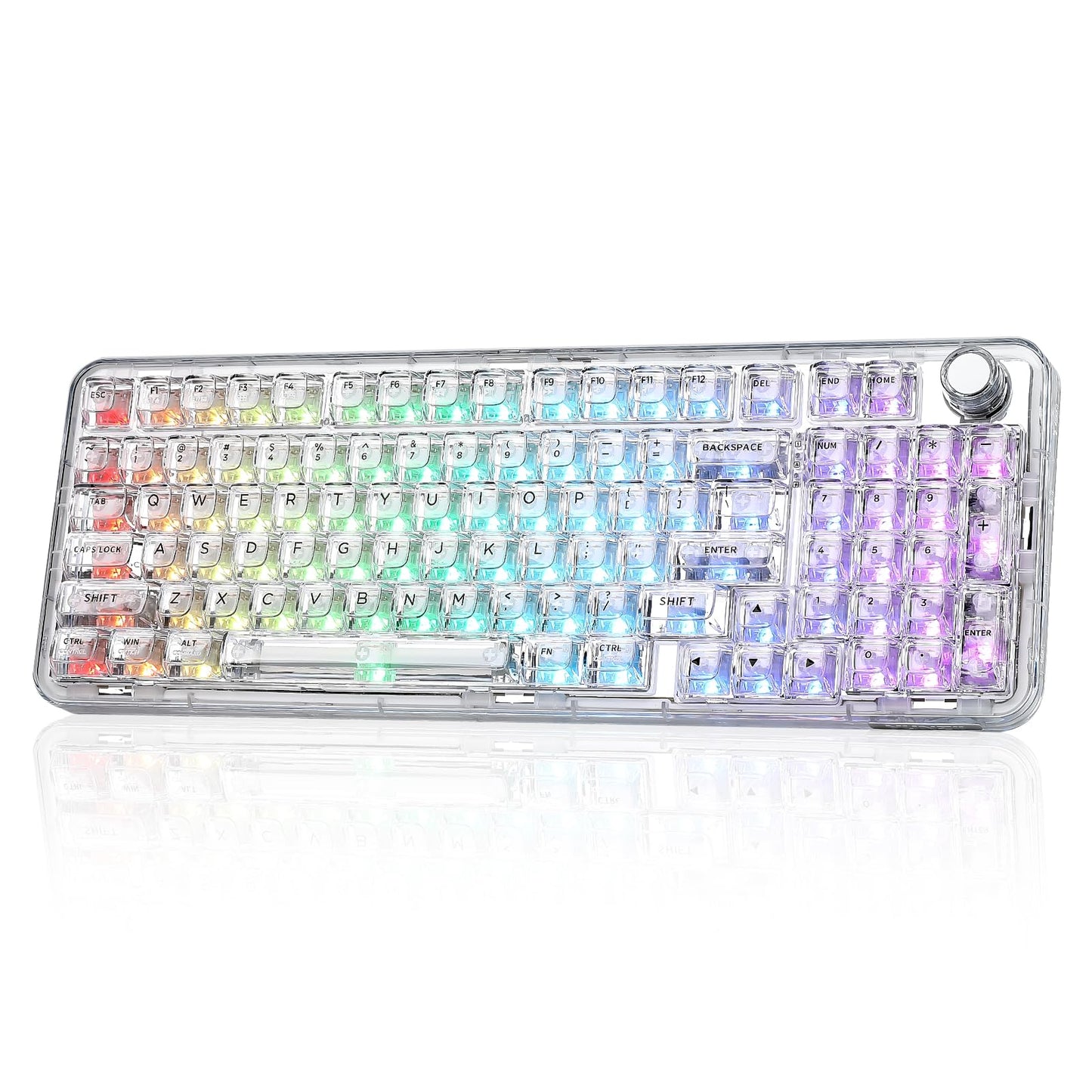 YUNZII X98 QMK/VIA Wireless Mechanical Gaming Keyboard with Knob Tri-Mode BT5.0/USB-C/2.4GHz Hot Swappable Keyboard Pre-lubed Switches Gasket Mount RGB Backlit for Wins/Mac (White  Snow Switch)