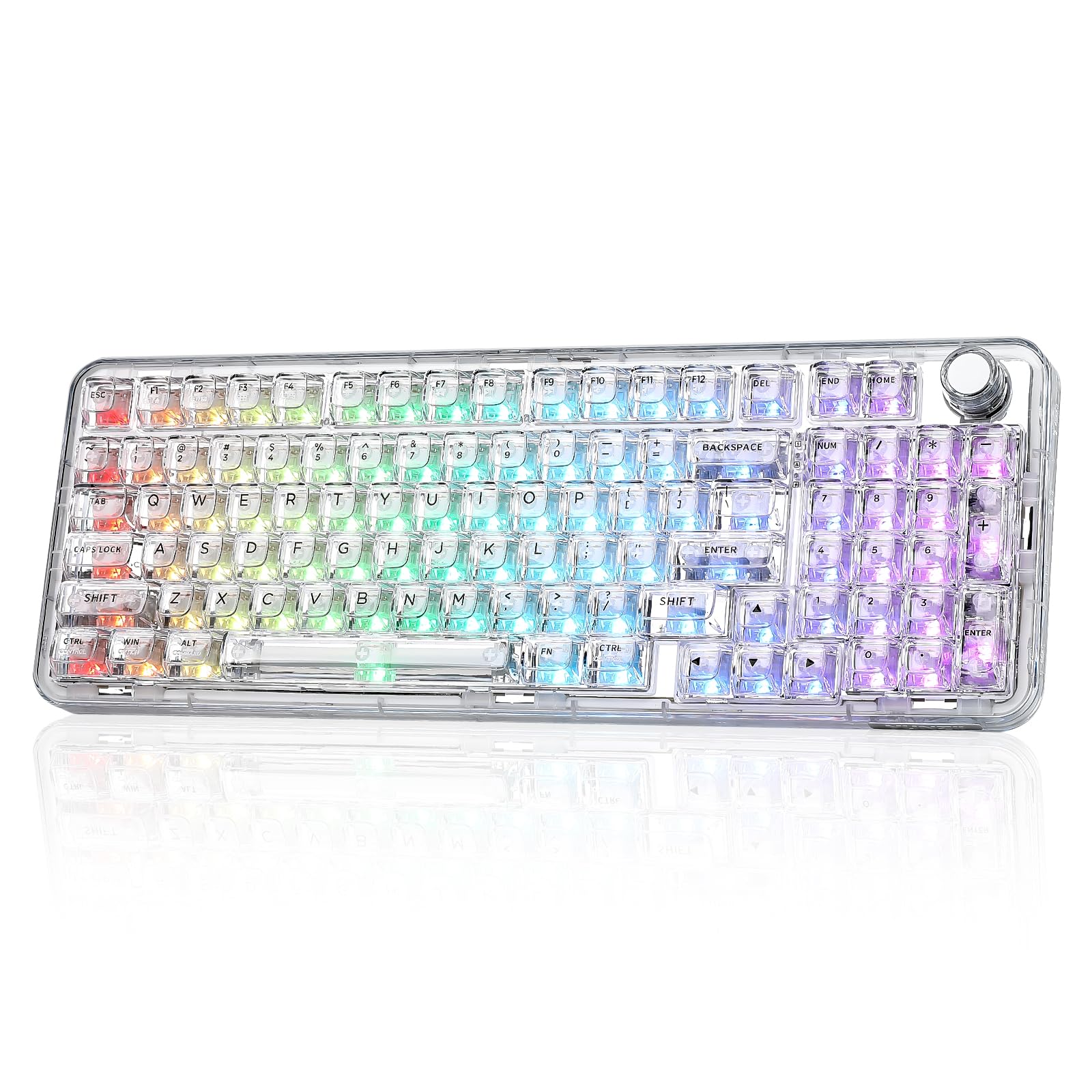YUNZII X98 QMK/VIA Wireless Mechanical Gaming Keyboard with Knob Tri-Mode BT5.0/USB-C/2.4GHz Hot Swappable Keyboard Pre-lubed Switches Gasket Mount RGB Backlit for Wins/Mac (White  Snow Switch)