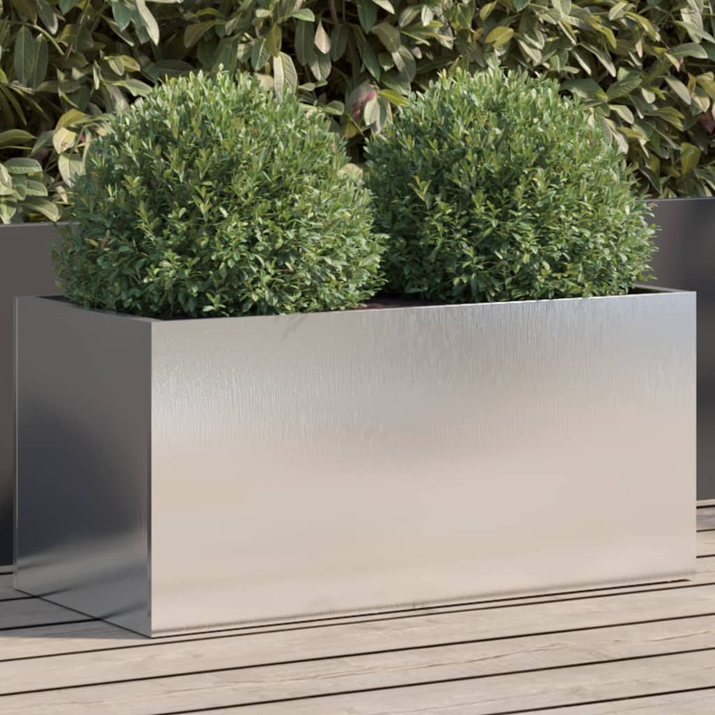 vidaXL Planter Silver 24.4x11.8x11.4 Stainless Steel