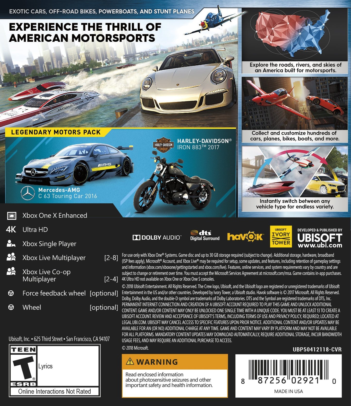 Ubisoft The Crew 2 - Xbox One Game, Model UBP50412118, Racing Simulation Experience