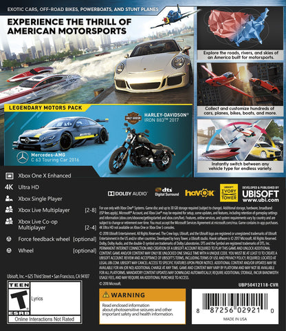 Ubisoft The Crew 2 - Xbox One Game, Model UBP50412118, Racing Simulation Experience