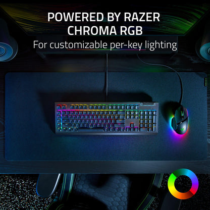 Razer BlackWidow V4 X Mechanical Gaming Keyboard - Yellow Switches, Chroma RGB, 6 Macro Keys, Black, Model RZ03-04701900-R3U1