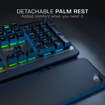 ROCCAT Pyro Mechanical Gaming Keyboard - RGB, Wired, Detachable Wrist Rest, Linear Red Switches, Black, Model ROC-12-622
