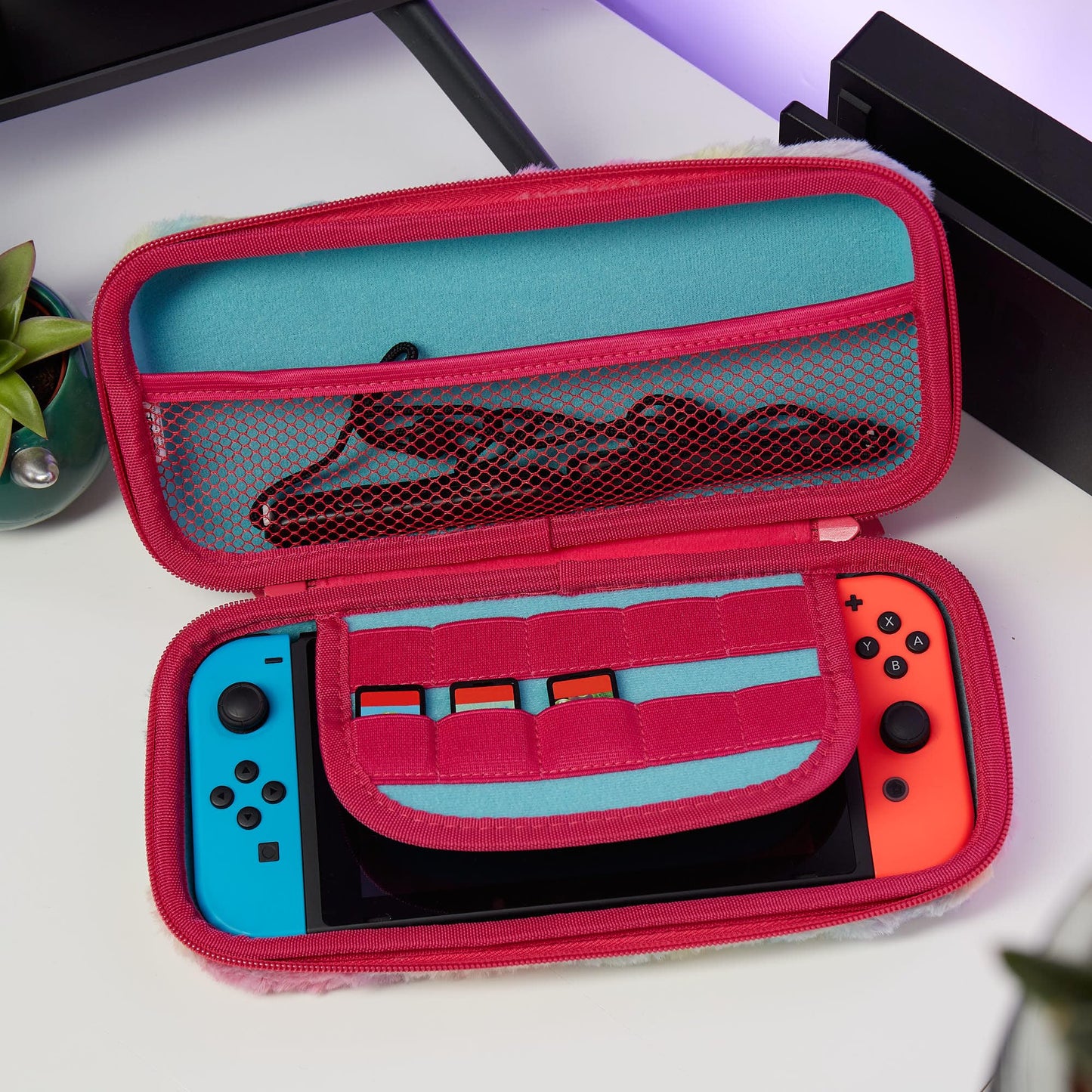 Numskull Hard Shell Travel Case for Nintendo Switch - Fits 10 Games & Accessories - One Size, Trolls Design, Model NS4773