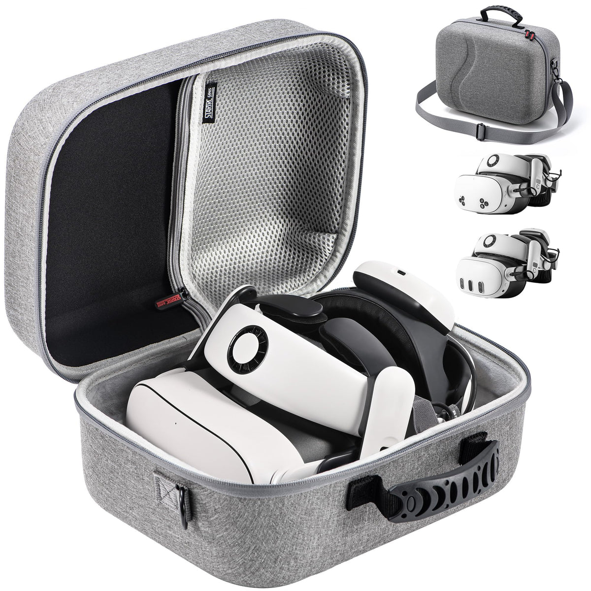 Large Carrying Case for Meta Quest 3S/3  Hard Tpartyl Case for BOBOVR S3 Pro/Kiwi Design Battery Head Strap  Controllers and Accessories  Portable Bag for Oculus  Gray