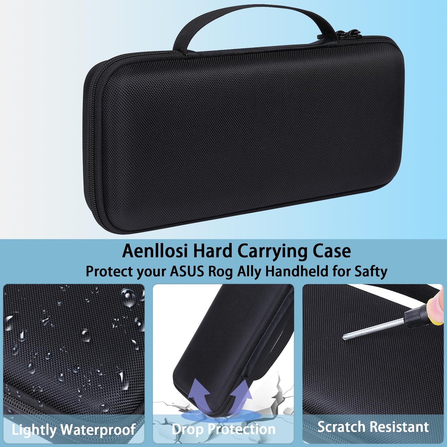 Aenllosi Hard Carrying Case for ASUS Rog Ally 7" Gaming Handheld, Black, EVA Material, Model A1333