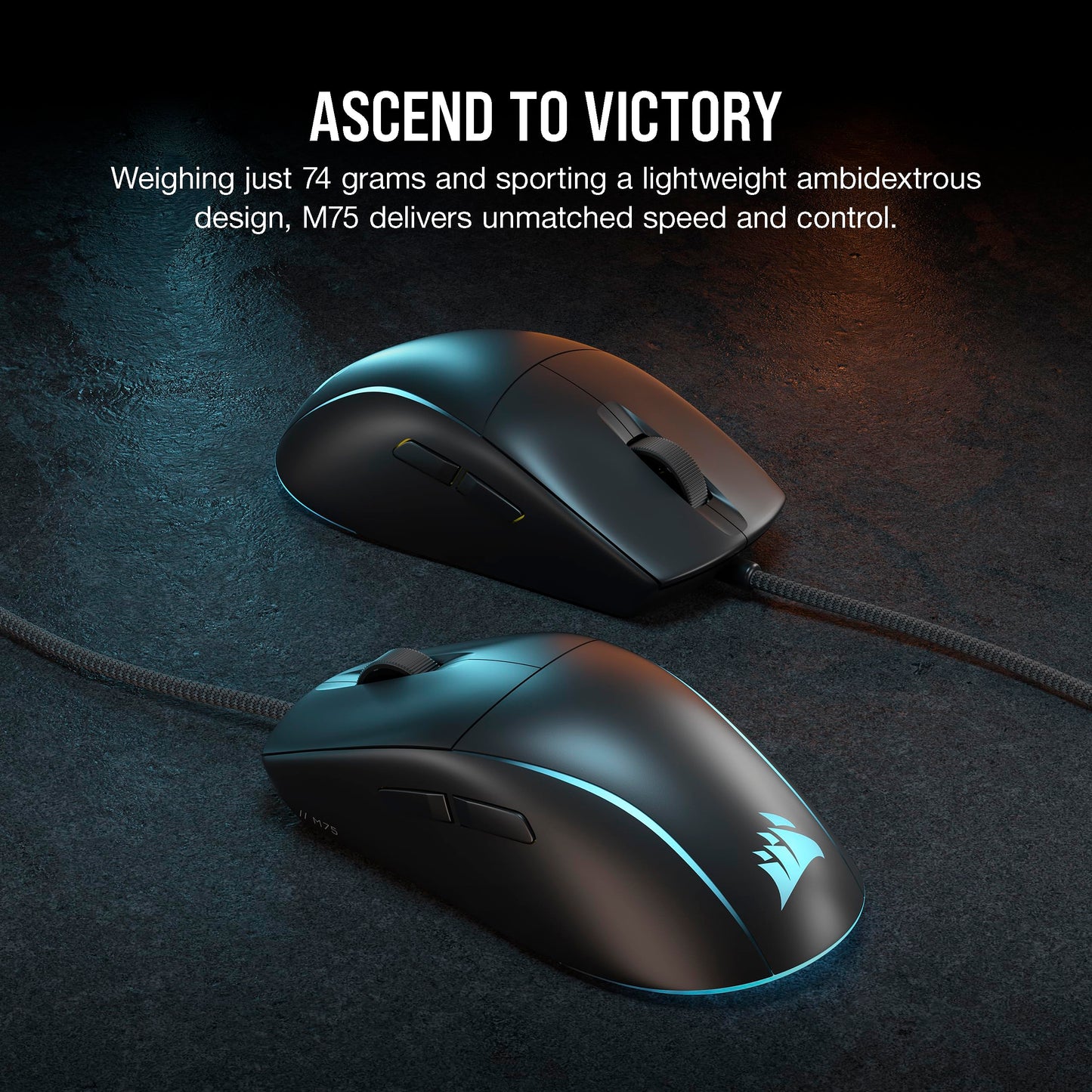 Corsair M75 Wired RGB Gaming Mouse – 26,000 DPI, Lightweight, Black, Model CH-930D010-NA