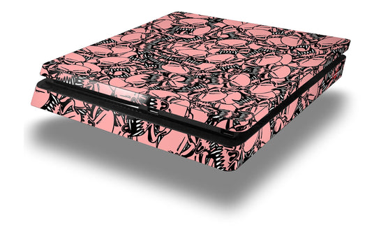 Vinyl Decal Skin Wrap compatible with Sony PlayStation 4 Slim Console Scattered Skulls Pink (PS4 NOT INCLUDED)