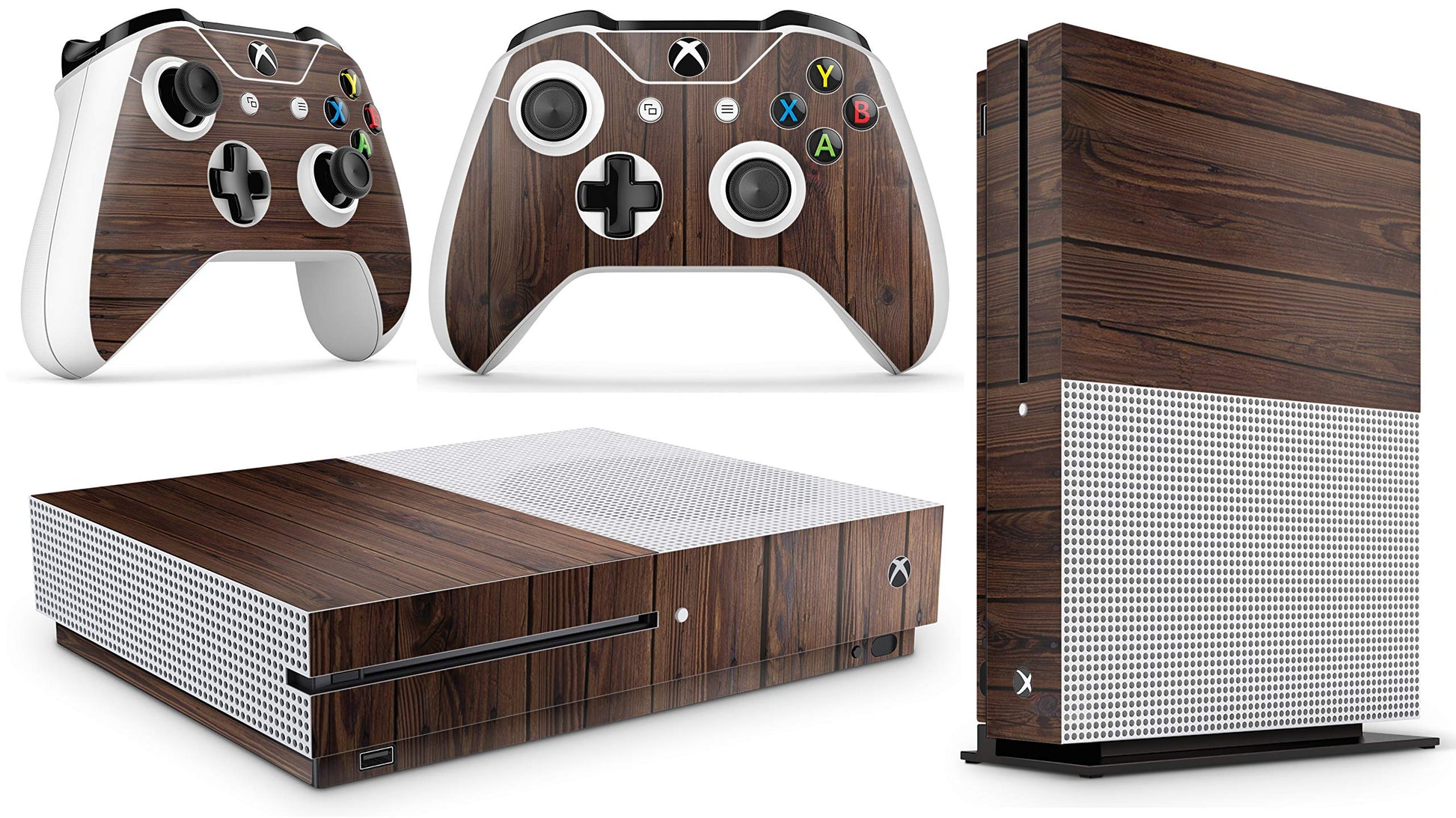 giZmoZ n gadgetZ Wood Skin Decal Sticker for Xbox One S Console + 2 Controller Skins, Vinyl, Durable, Stylish Design