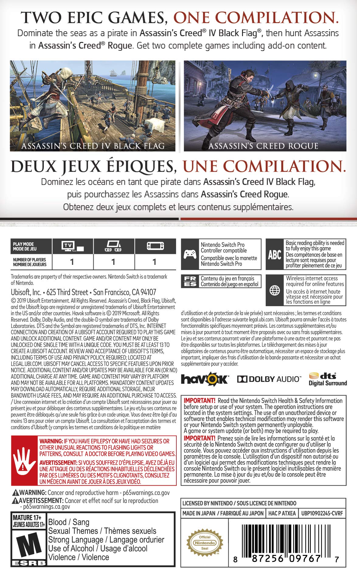 Ubisoft Assassin's Creed: The Rebel Collection - Nintendo Switch, Model UBP10902245