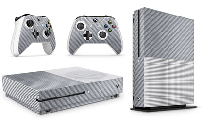 giZmoZ n gadgetZ Skin Decal Sticker for Xbox One S - Carbon Silver Console & 2 Controller Skins