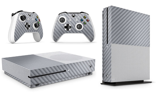 giZmoZ n gadgetZ Skin Decal Sticker for Xbox One S - Carbon Silver Console & 2 Controller Skins