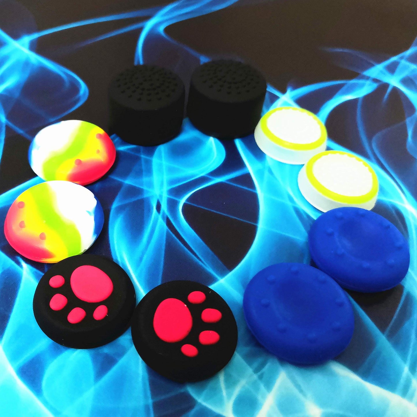 Asokex PS5 Controller Skin - Silicone Grip Cover with 10 Thumb Caps, M Type-Transparent, Model ps5-10cap-00011