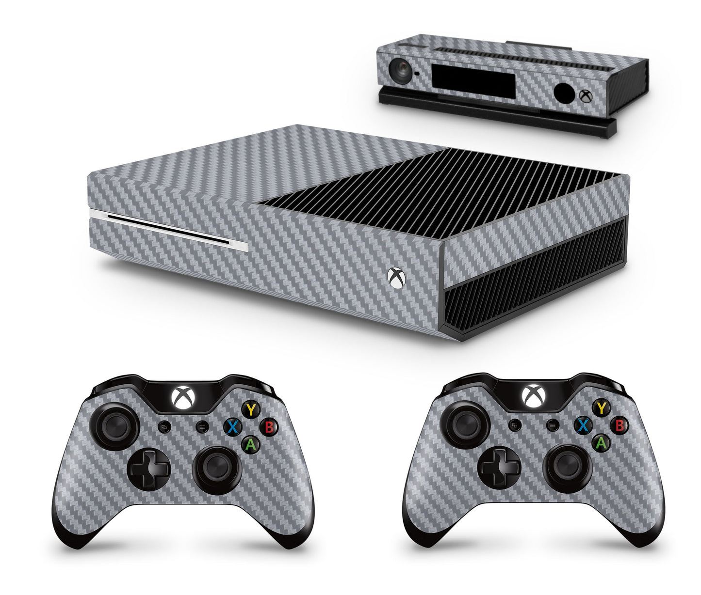giZmoZ n gadgetZ Carbon Silver Console Skin Decal + 2 Controller Skins for Xbox One & Kinect - GNG-XB-CARB-SILVER-SKINS