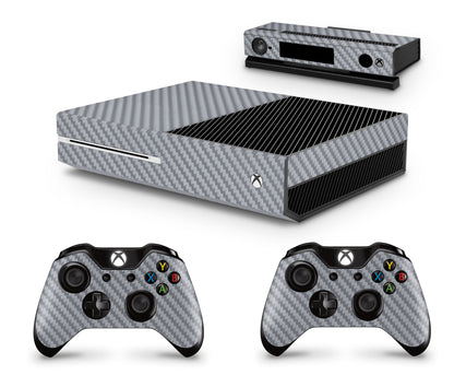 giZmoZ n gadgetZ Carbon Silver Console Skin Decal + 2 Controller Skins for Xbox One & Kinect - GNG-XB-CARB-SILVER-SKINS