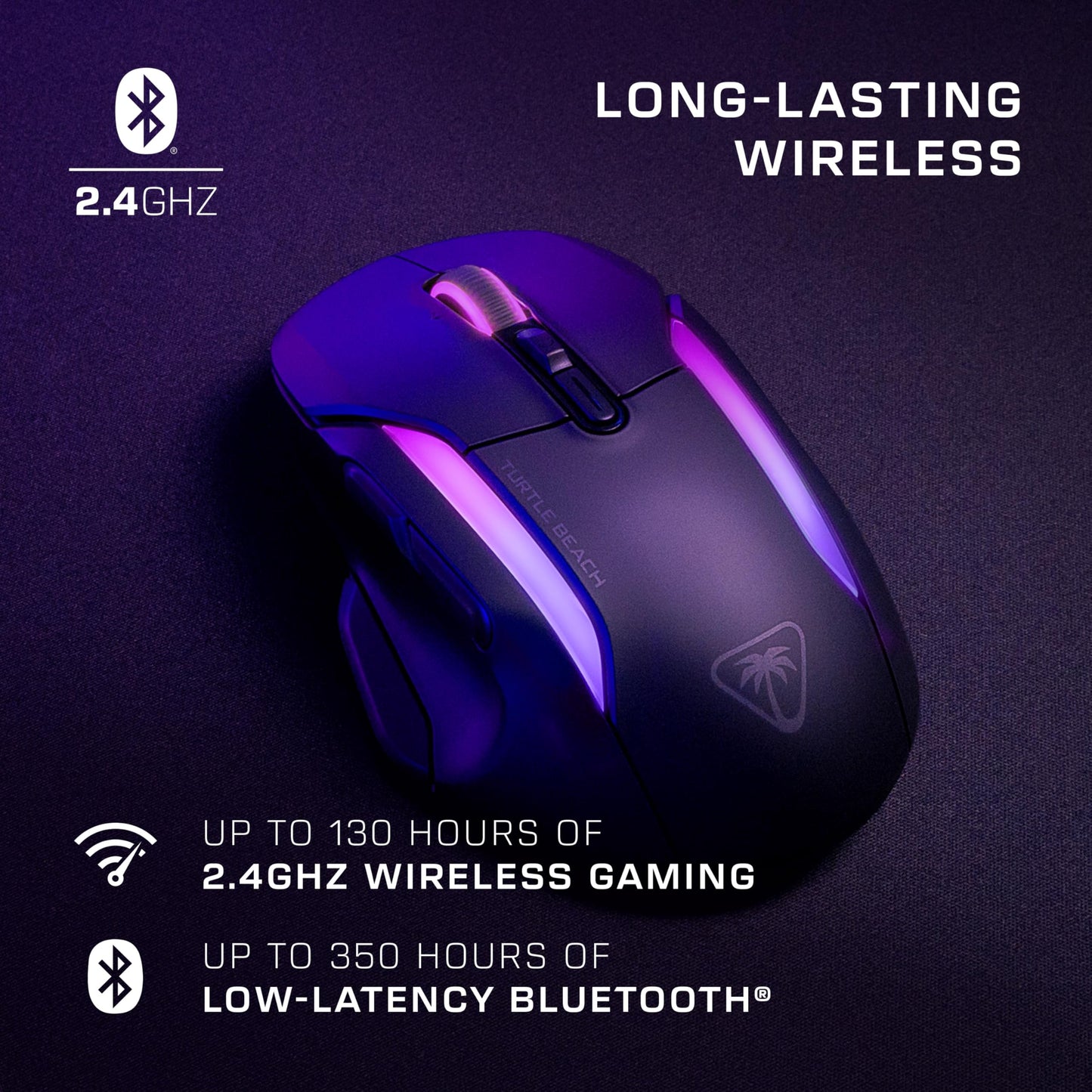 Turtle Beach Kone II Air Wireless Gaming Mouse - 26000 DPI, 350-Hr Battery, 21 Custom Inputs, Ergonomic - Ash Black