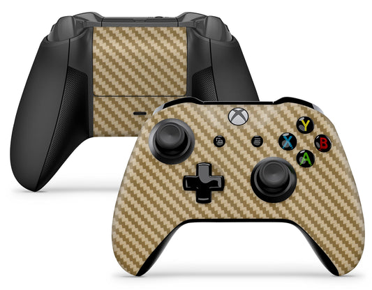 1 x Carbon Gold Controller Skins Compatible with Xbox One/S/X Full Wrap Vinyl Sticker