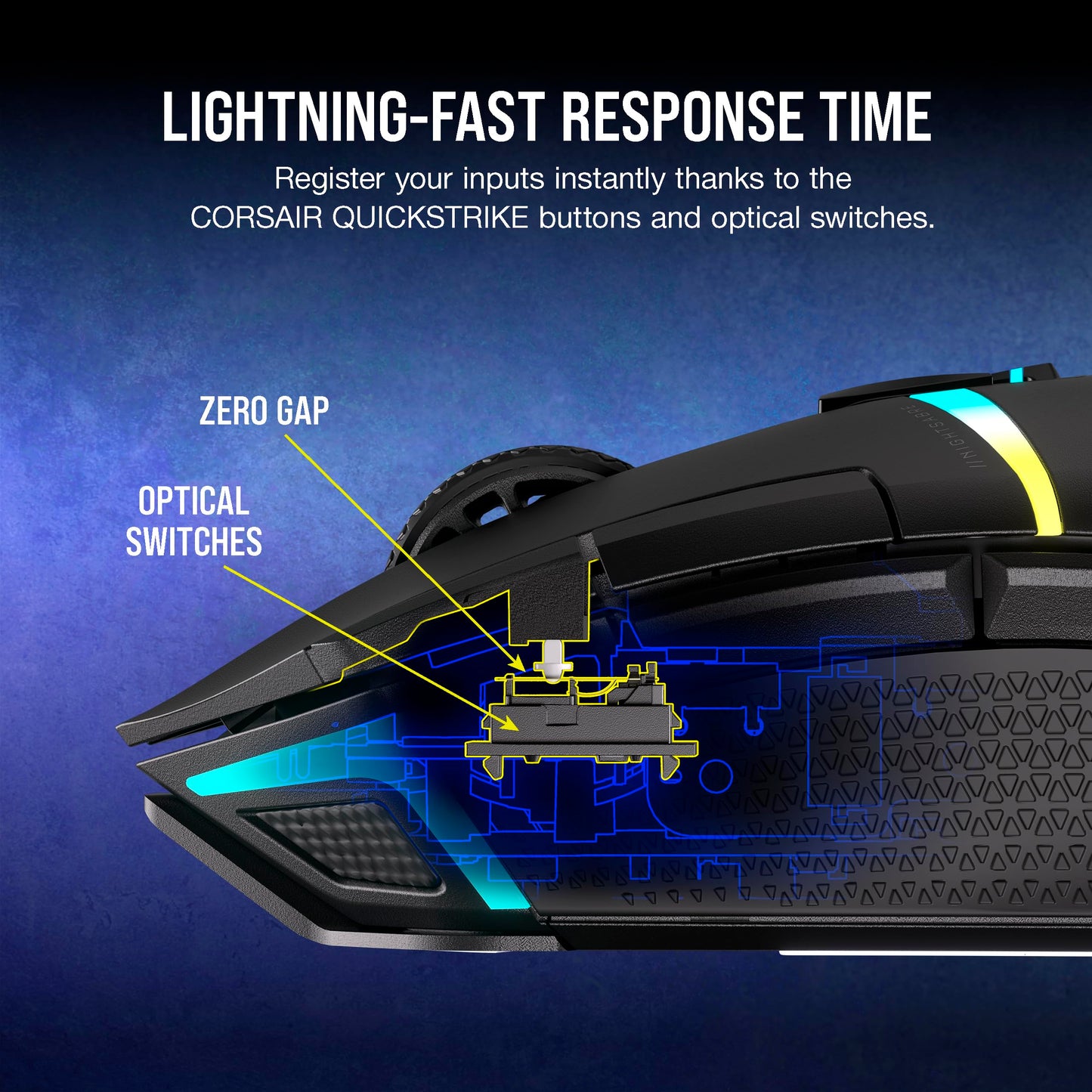 Corsair NIGHTSABRE RGB Wireless Gaming Mouse - 26,000 DPI, 11 Programmable Buttons, Black, Model CH-931B011-NA