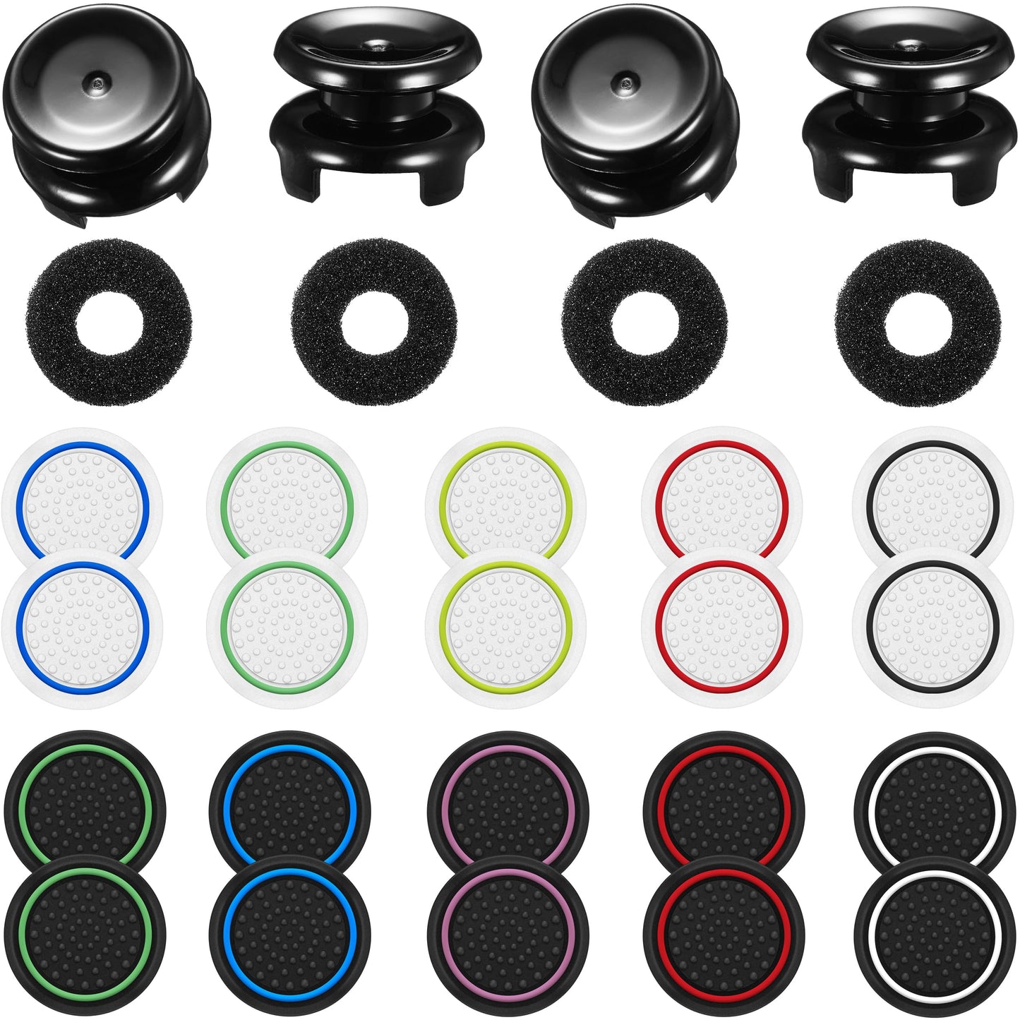 Controller Accessories Thumbstick Grips for Xbox  2 Pairs HIGH Stick  20 PCS Joystick Thumb Grips Extenders and 4 PCS Precision Rings Attachments for Xbox One/Series X Control - Mixed Color 5