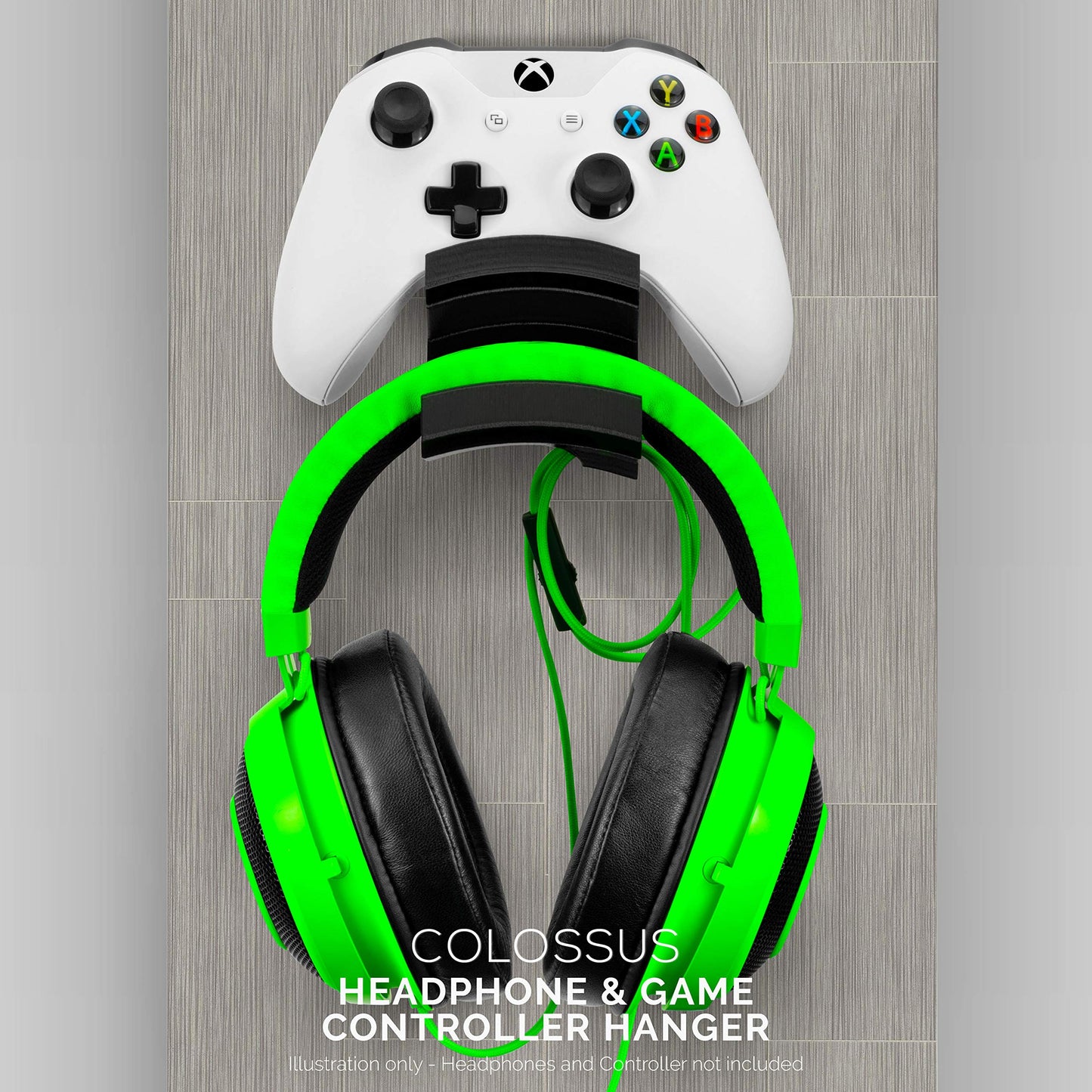 BRAINWAVZ Colossus Gamepad Controller & Headphone Hanger - Black, Compatible with Xbox ONE, PS4, Switch, PC, Model BWAVZ-COLSUS-BLK