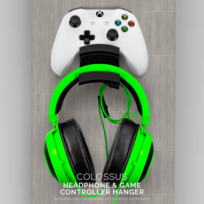 BRAINWAVZ Colossus Gamepad Controller & Headphone Hanger - Black, Compatible with Xbox ONE, PS4, Switch, PC, Model BWAVZ-COLSUS-BLK