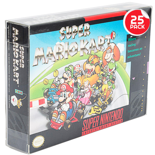 EVORETRO Video Game Box Protectors for SNES & N64 - 0.40MM Clear PET Holders, Pack of 25