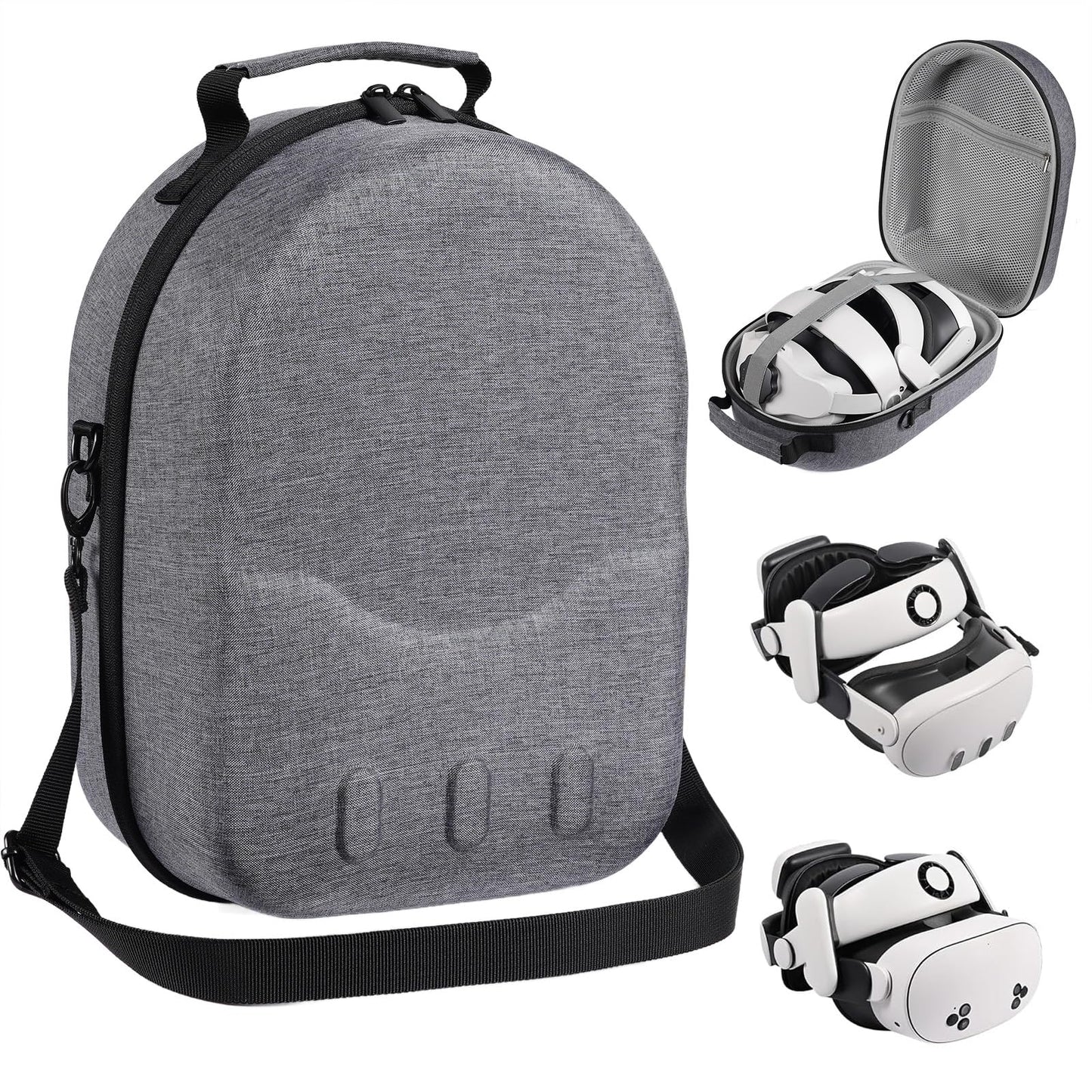 Large size Case for Meta Quest 3/3S  Compatible with Meta Quest 3/3S VR Headset  Controller Grips  Compatible with Battery Elite Strap  controllers and accessories Hard-shell travel storage case-Grey