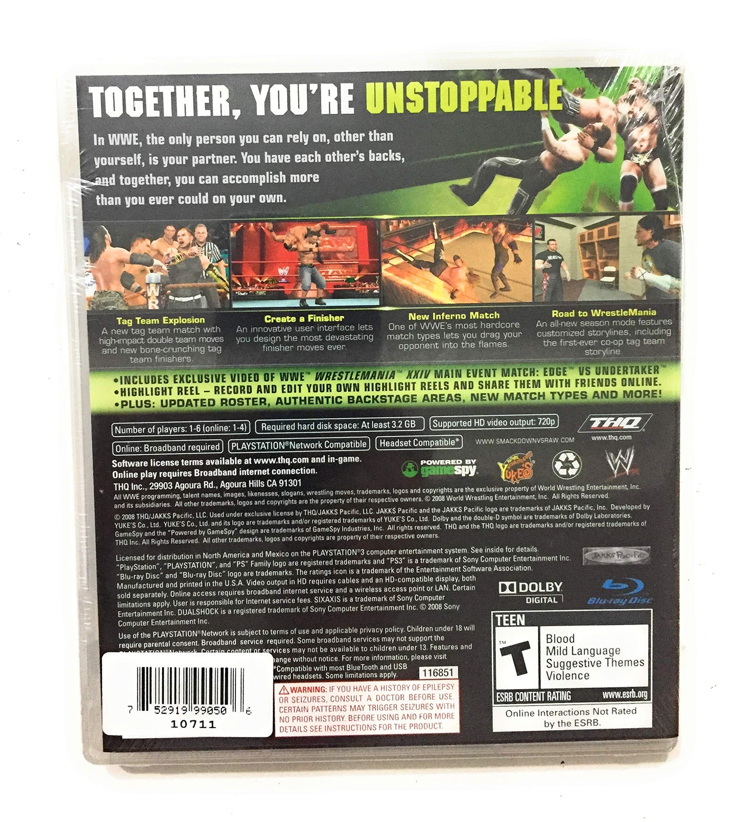 THQ WWE Smackdown vs Raw 2009 Video Game - Model 99050 - Ultimate Wrestling Experience