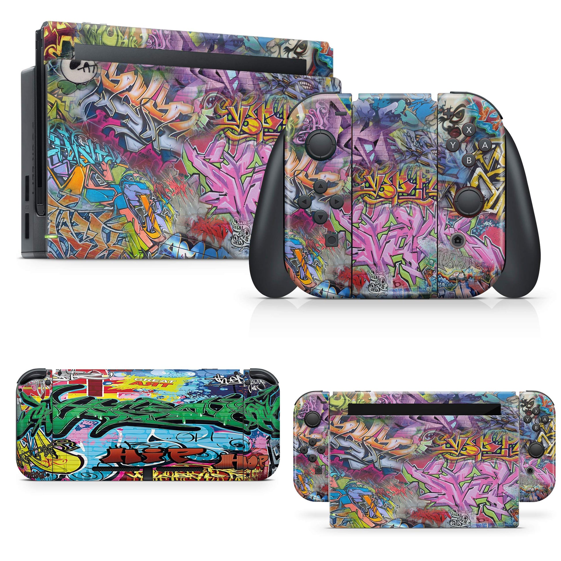 giZmoZ n gadgetZ Graffiti Skin Decal for Nintendo Switch Console + Controller, GRAFFITI, Model GNG-Switch-GRAFFITI-SKINS