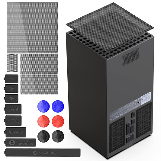 Dust Filter Cover with Dust Plugs for Xbox Series X Console Top Dustpoof Mesh Case Vent Filter PVC Cover Silicone Dust Plugs for USB/HDMI Port Thump Grip Caps for Xbox Series X Accessory