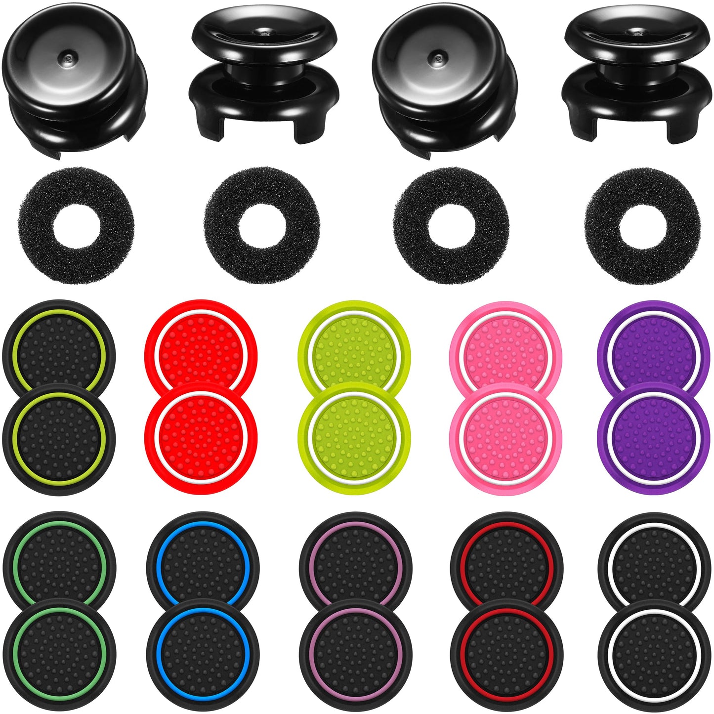 Controller Accessories Thumbstick Grips for Xbox  2 Pairs HIGH Stick  20 PCS Joystick Thumb Grips Extenders and 4 PCS Precision Rings Attachments for Xbox One/Series X Control - Mixed Color 6