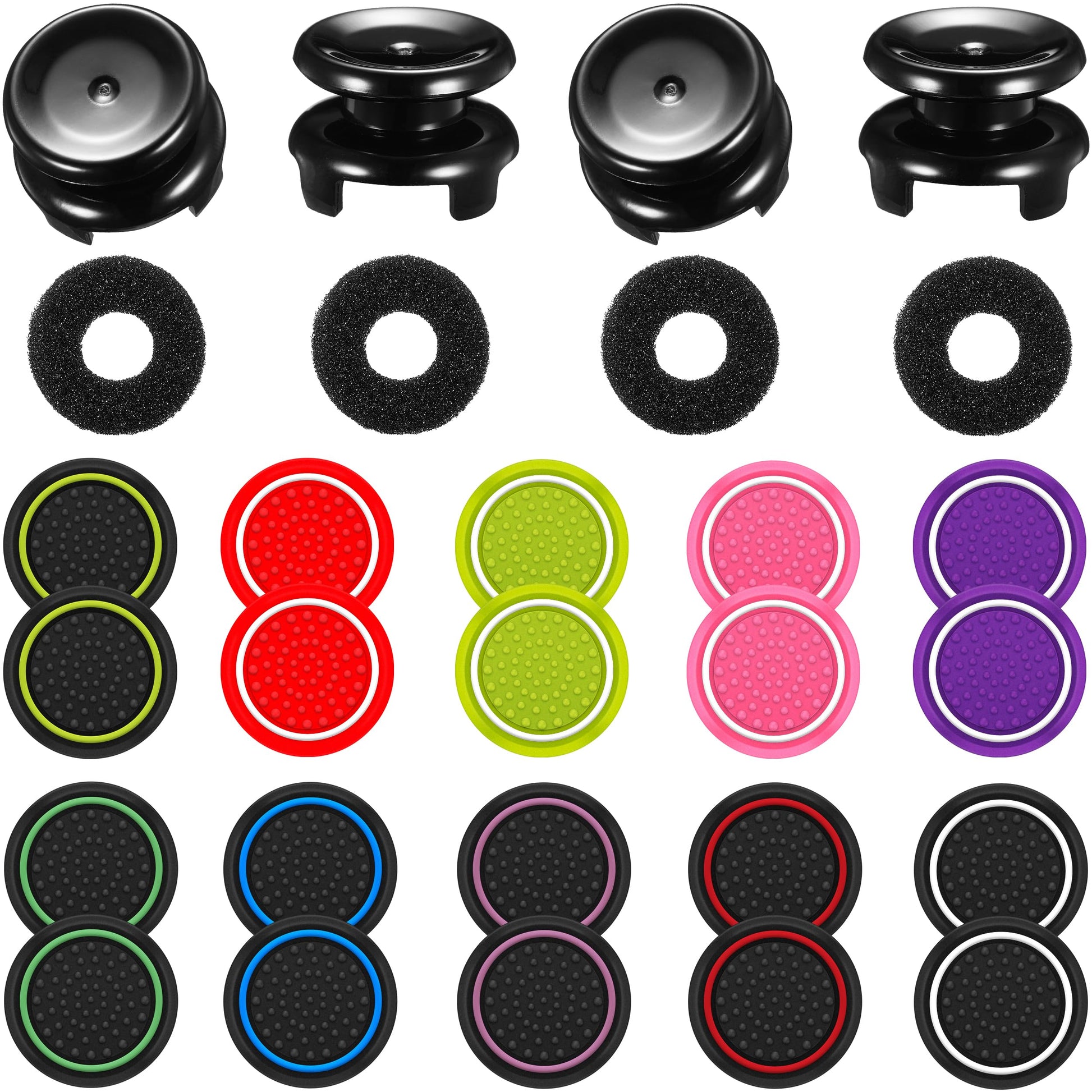 Controller Accessories Thumbstick Grips for Xbox  2 Pairs HIGH Stick  20 PCS Joystick Thumb Grips Extenders and 4 PCS Precision Rings Attachments for Xbox One/Series X Control - Mixed Color 6