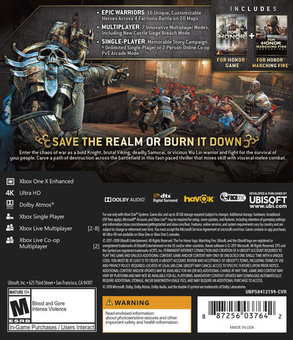Ubisoft For Honor Marching Fire Edition - Xbox One Standard Edition, Model UBP50412199