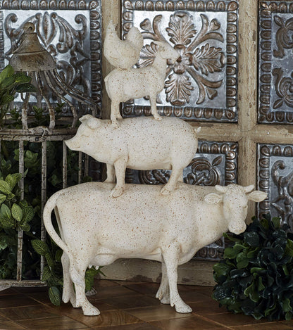 Deco 79 Farm Animals Decorative Sculpture, Cream Polystone Accent Figurine, 14" x 4" x 18", Model 38230