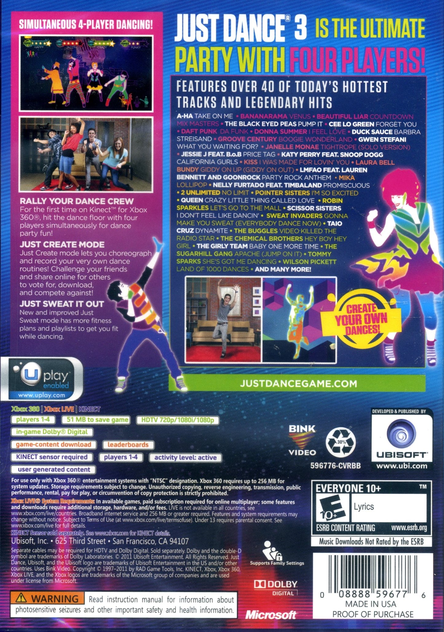Xbox Just Dance 3 Game with Katy Perry Bonus Tracks for Xbox 360