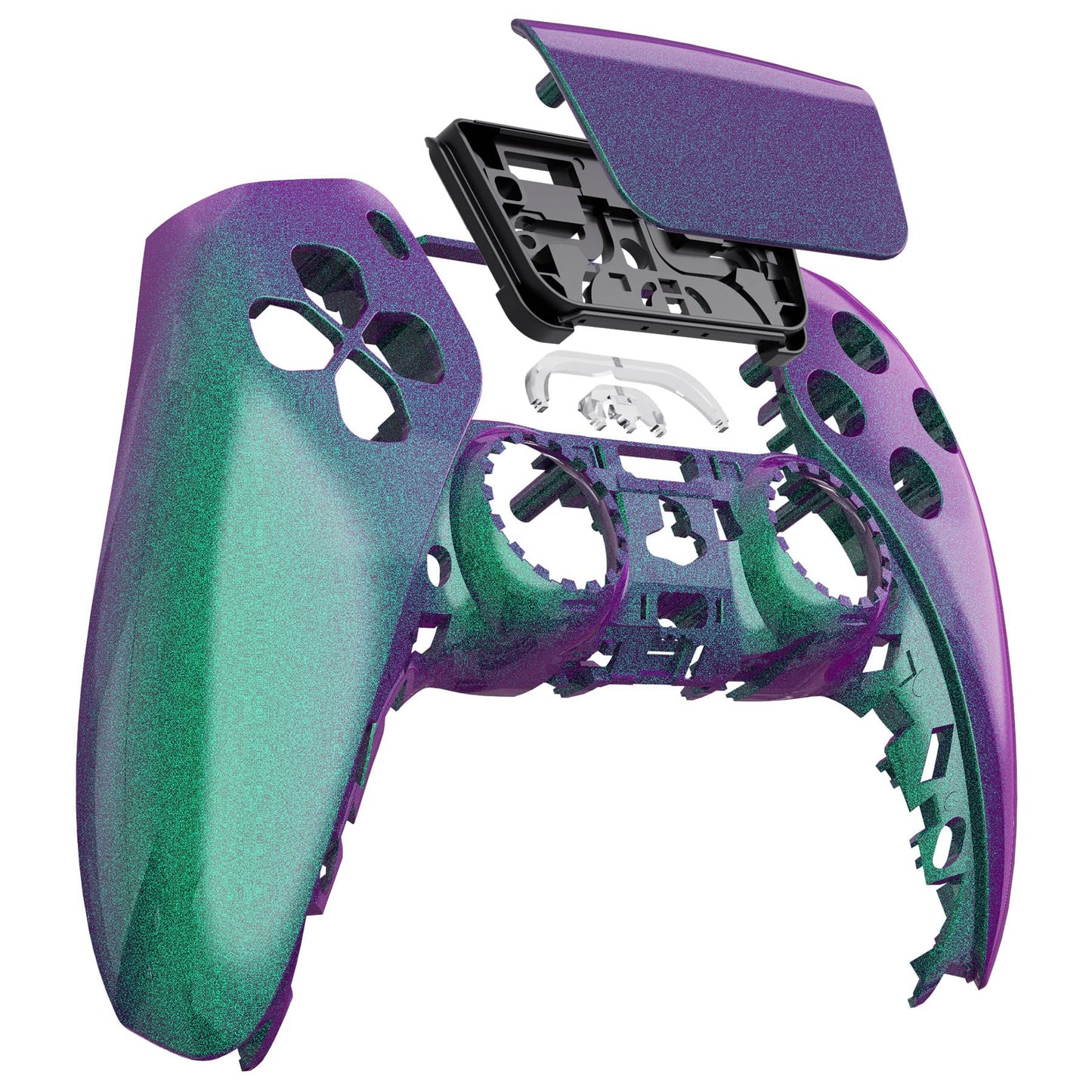eXtremeRate Chameleon Green Purple Touchpad Shell for PS5 Controller BDM-010/020/030/040/050, DIY Custom Replacement Cover