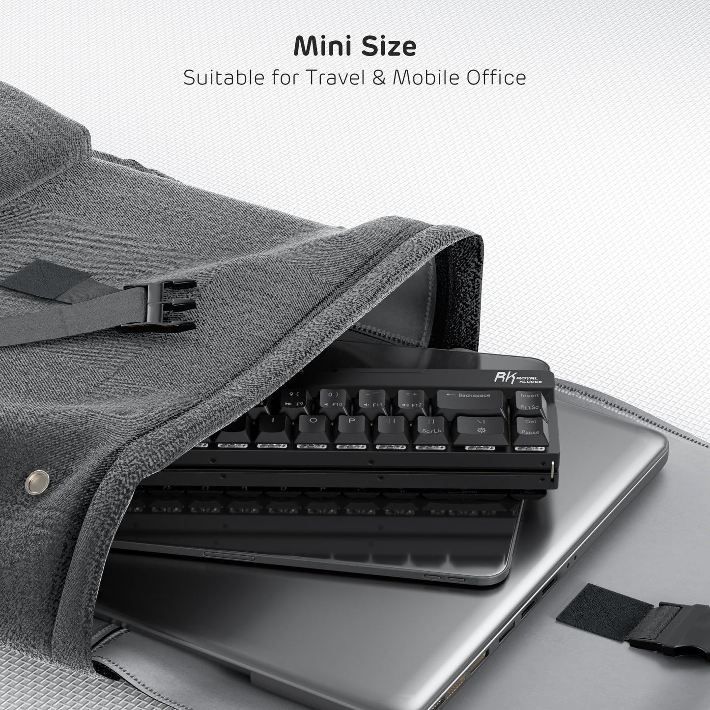 RK ROYAL KLUDGE F68 60% Wireless Mechanical Keyboard, Low Profile Red Switch, Black Aluminum Body, White Backlit, 68 Keys