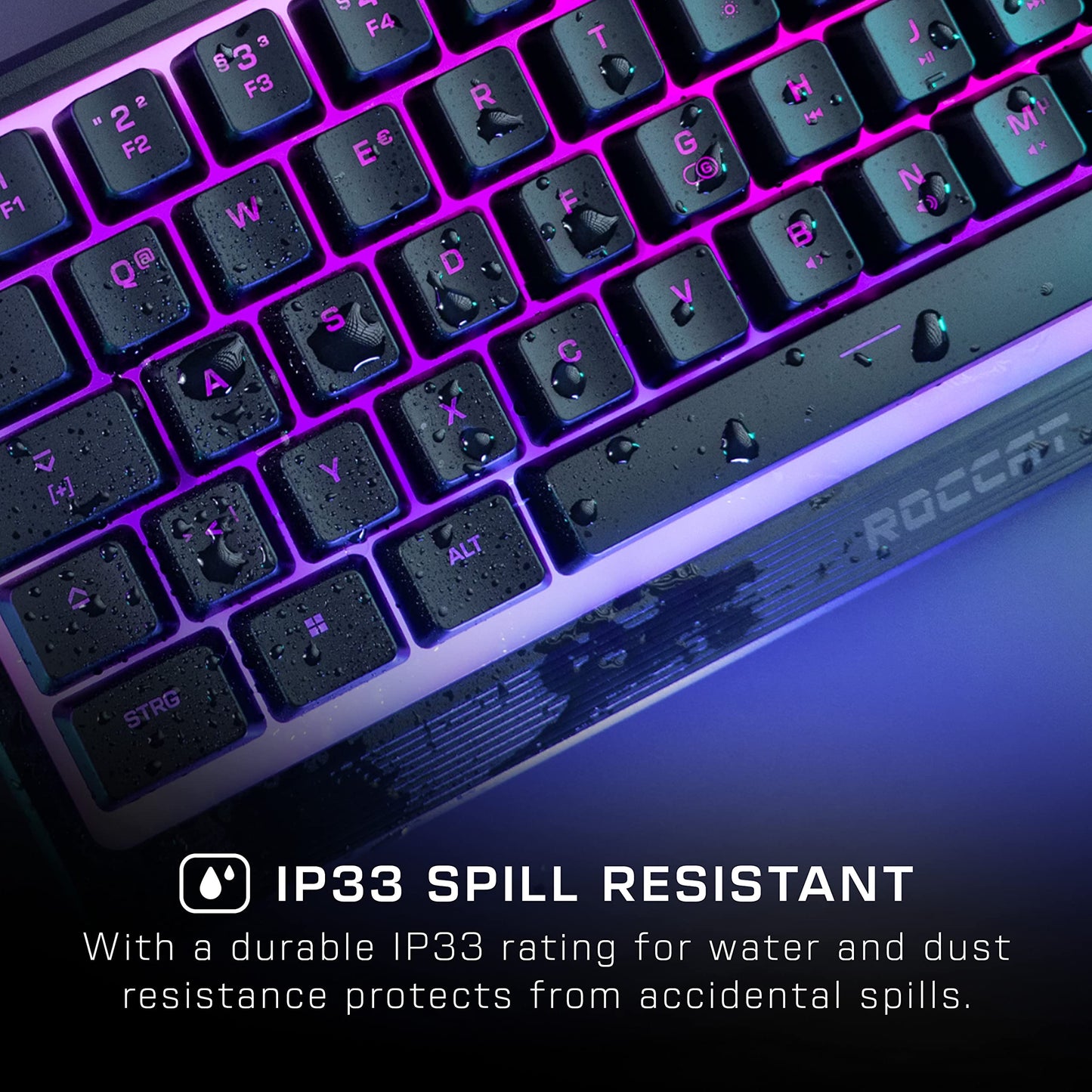 ROCCAT Magma Mini 60% RGB Gaming Keyboard - Black, Membrane Keys, Programmable Layers, Anti-Ghosting, Spill Resistant, Model ROC-27-042