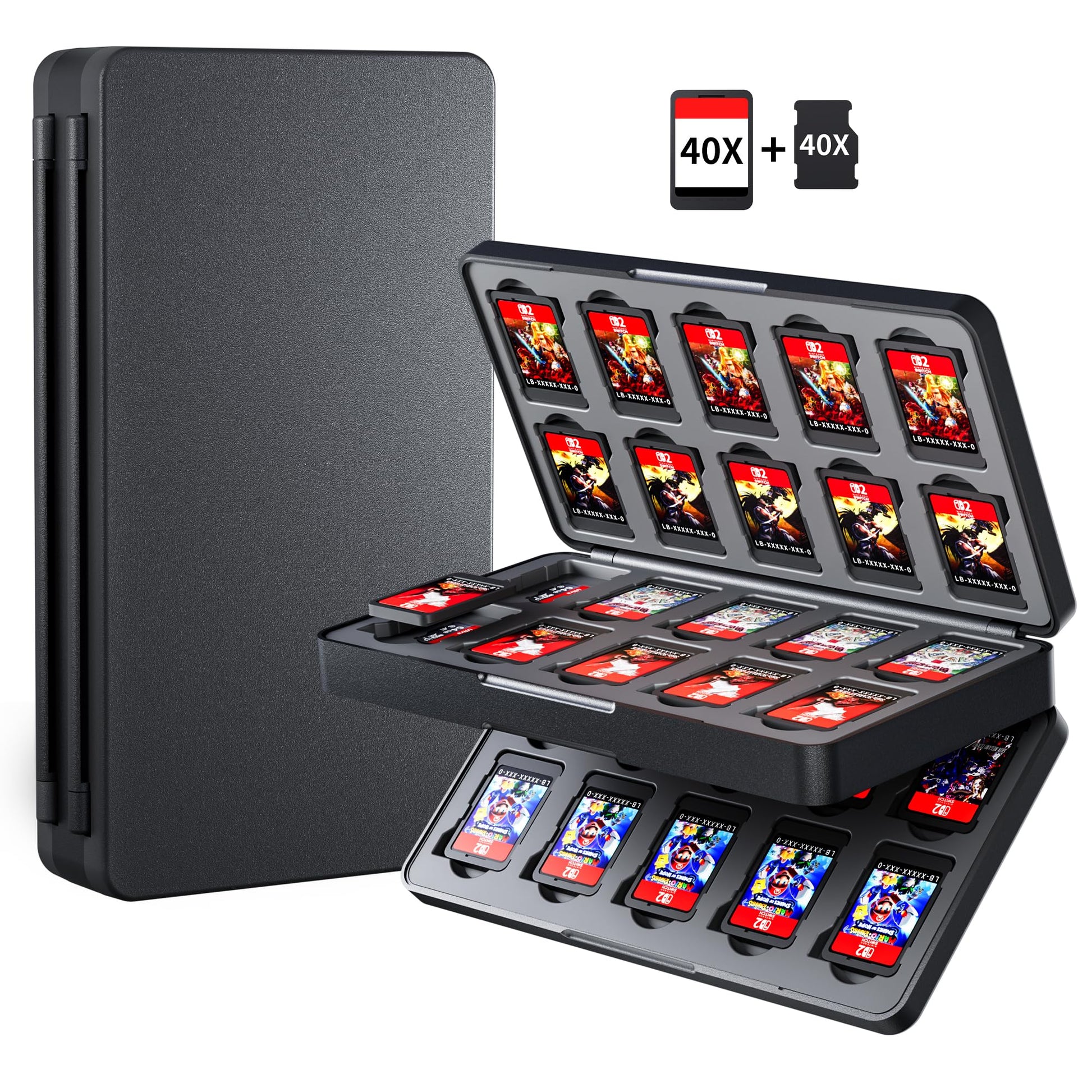 GLDRAM Game Card Case for Nintendo Switch 2 (2025) / NS / OLED / Lite  40 Slots Game Storage Collector Box for Switch Card & Micro SD  Protable Cartridge Holder with Magnetic Closure - Black